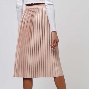 Topshop Blush Pleated Midi Twirl Skirt
